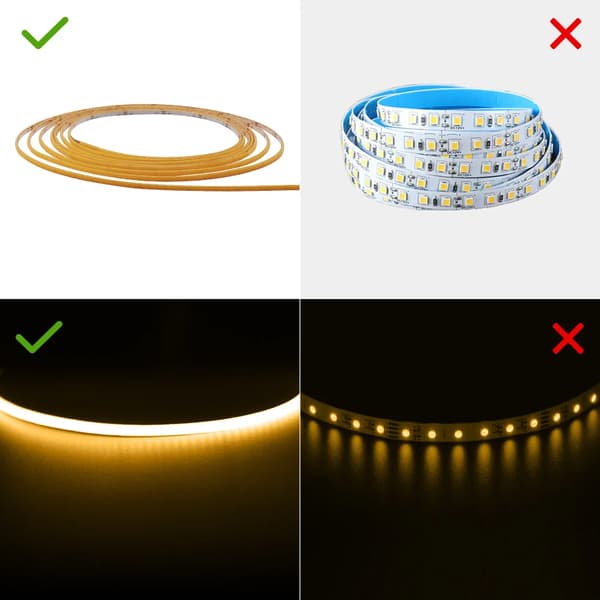 2,7 mm ultratynde COB LED Strip Lights 400LEDs/m Fleksibel lineær lysstrimmel Diodebånd Baggrundsbelysning 5m 3000K(varmvit)