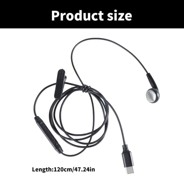 [2F]Enkel-sidig Mono Hörlur Mono Trådbundet Headset USB Typ C Hörlurar