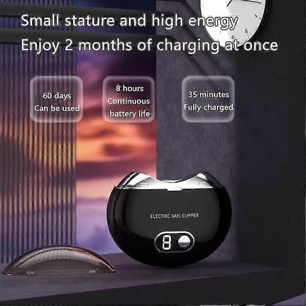 【2F】Elektrisk negleklipper til tykke negle - USB genopladelig trimmer, xiCHa black