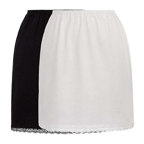 【2F】Elastiske taljenederdele til kvinder Halv underkjole nederdele underkjole dame krinoline, One Size White