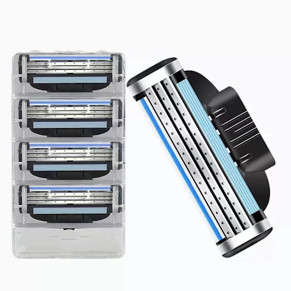 4 stk Barberblader for Gillette Mach Erstatningsbarberblader 3 Blader