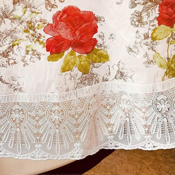 Rund blomstret duk, 180 cm vanntett, rynkefri, flekkbestandig vaskbar polyester duk