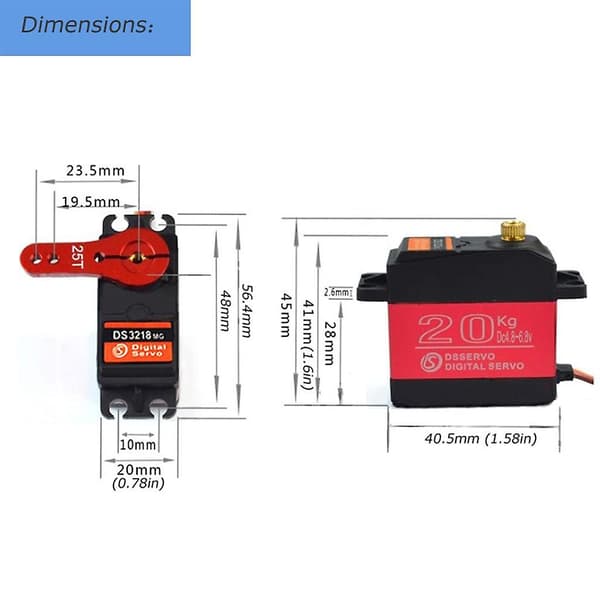 20 kg Kärnlös Digital Servomotor HV 6.8V Koppar+Aluminiumväxel