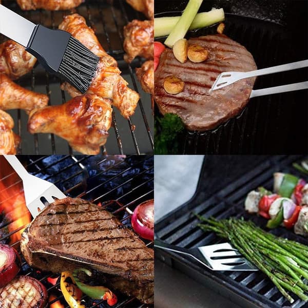 20 dele grillværktøj i rustfrit stål, komplet bærbart grilludstyr