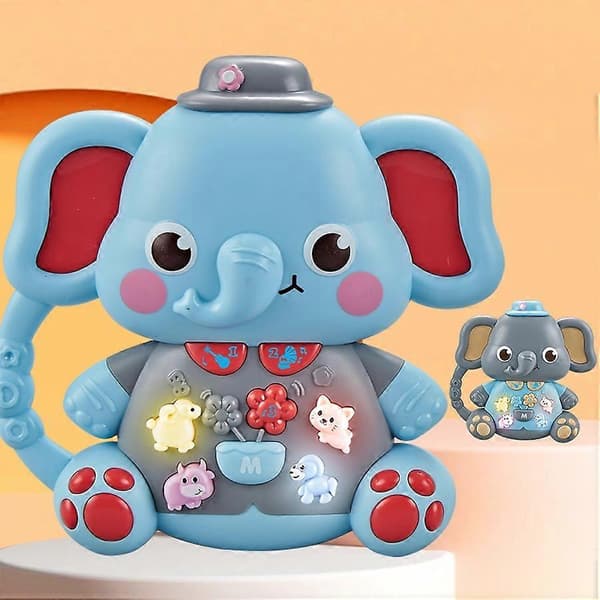 Elektronisk musikinstrument formet som dyr, pædagogisk legetøj til børn med LED-lys og lydeffekter til Multic Multicolor Cartoon Elephant