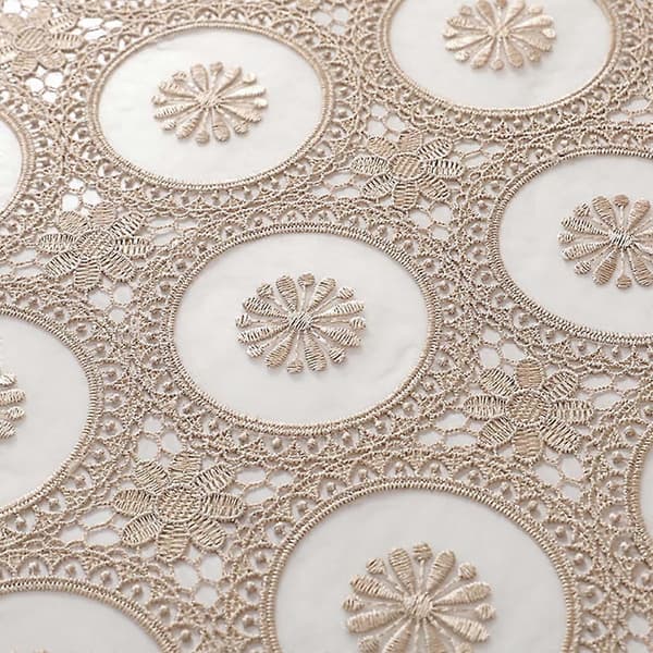 Broderad spetsduk Retro bordsduk Festdekor Röd Golden 150x100cm