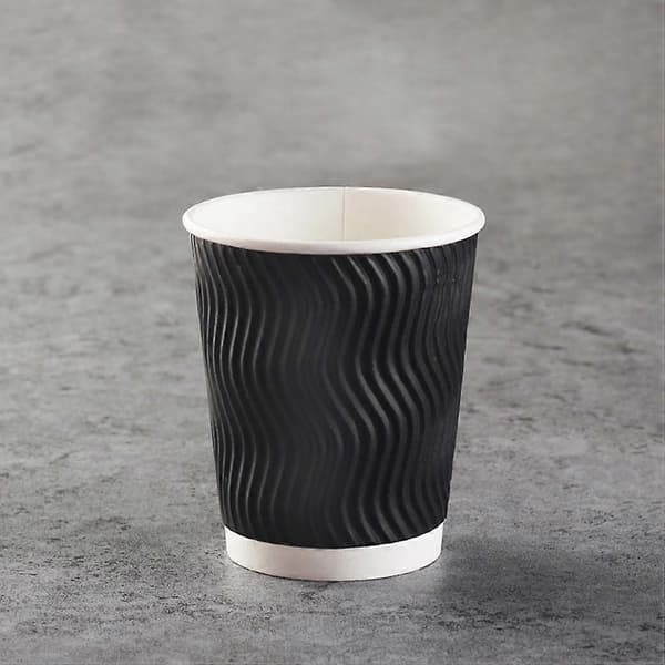 Ripple Isolerende Engangskrus til Drikkevarer 8oz Sorte Hjemmebrug Cateringfunktioner 50 stk