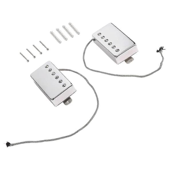 2 st för Alnico 5 LP Gitarr Hals & Stall Pickups Humbucker Pickup 4-ledare Gitarrdelar (Kromset) Silver
