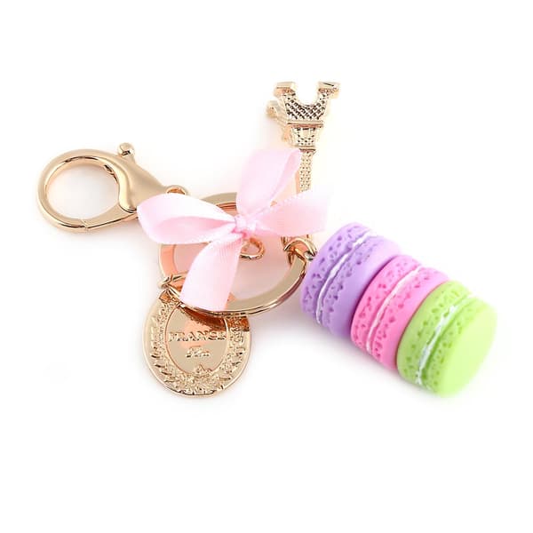 Farverig Sød Macaroon Eiffeltårn Nøglering Taske Vedhæng Bilpynt (Lilla)