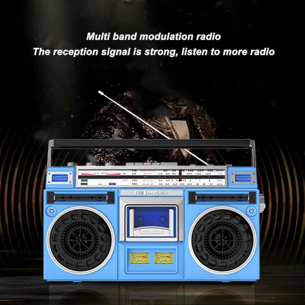 Bluetooth kassettspiller FM MW SW1 SW2 4-bånds retro kassettspiller opptaker for eldre barn