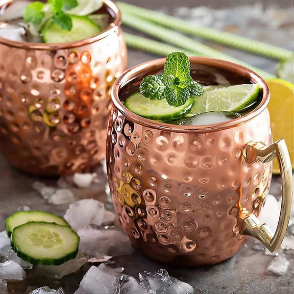 [2F] Mini 2-ounce Moscow Mule mugg i rostfritt stål, espresso minimugg, kopparpläterade muggar, set om 4