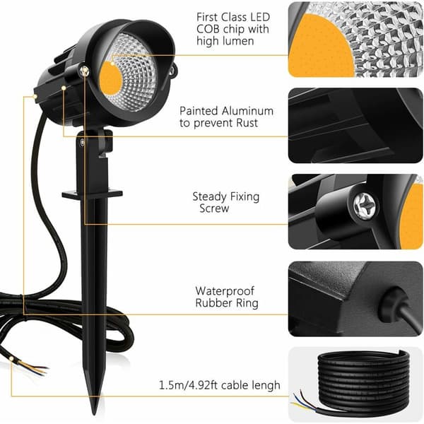 Udendørs LED-spotlight 7W 220V COB-chip, Indbygget LED-spotlight til have—dt