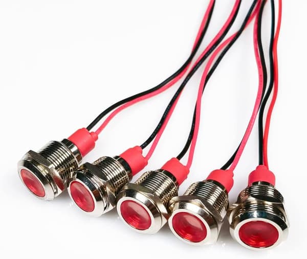 [2F]5 stk 12mm LED metallindikator 110V-220VAC lys vanntett