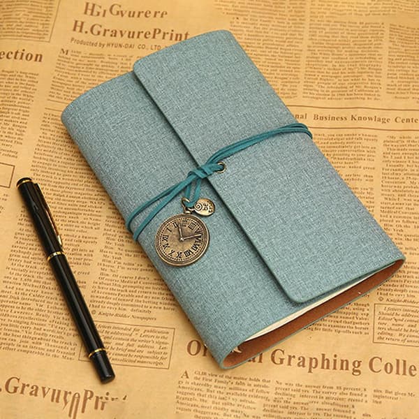 A6 Lösbladig Tri-fold Pu läder Anteckningsbok Brevpapper Anteckningsblock Multifunktionell Dark Blue