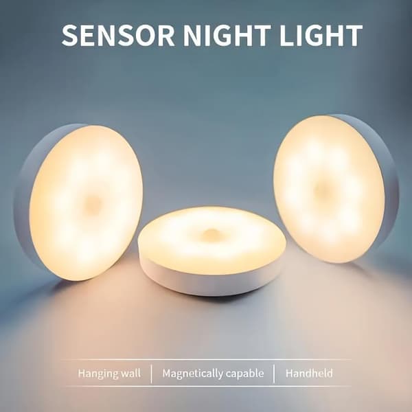 USB Rechargeable LED Motion Sensor Night Light (1/2/3pcs) - Magnetic Mount, Warm & White Light for Bedroom, Wardrobe, Hall Warm White Warm White 2pcs