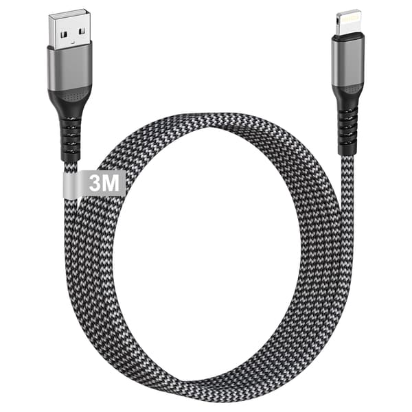 2025 Seneste Model iPhone Ladekabel 3M [MFi-Certificeret], USB til Lightning Kabel 3M Lang iPhone Ladekabel Hurtigopladningskabel Nylon