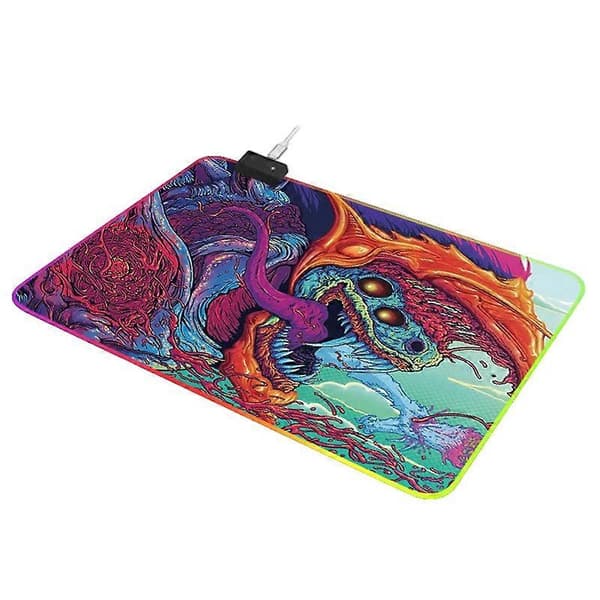 (Ny) Datamaskin Monster Mønster Belyst Musematte, Størrelse: 90 x 40 x 0.4cm