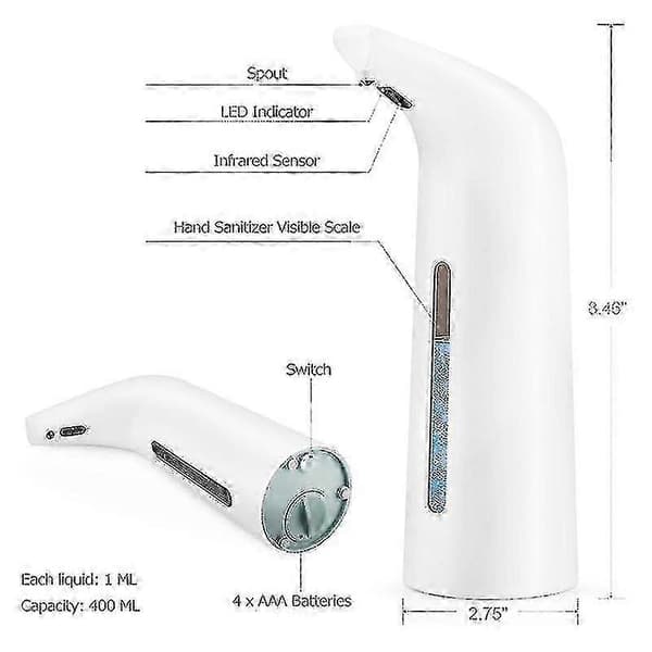 [2F]400 ml automatisk såpedispenser håndfri berøringsfri desinfeksjonsmiddel baderomsdispenser smart sensor væske