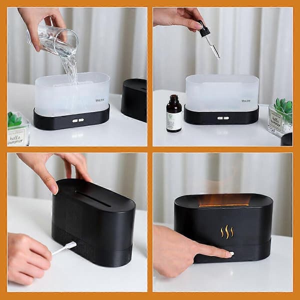 [2F] Flame Fragrance Diffuser Bärbar Flame Luftfuktare för Hemmakontor Yoga