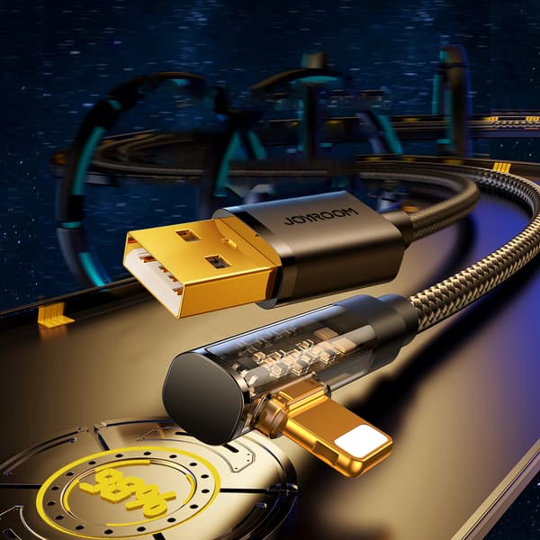 Joyroom Gaming Kabel Vinkel Lightning / Rak USB-A 2.4A 1.2m Svar 0.072