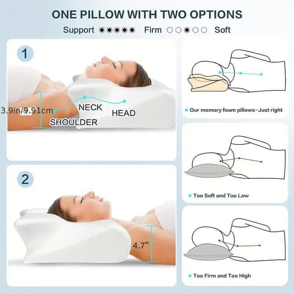 【2F】Ergonomisk Cervical Memory Foam Pute for Side-, Rygg- og Magesovere (Stil1:62*37*13/10cm)