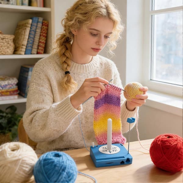 【2F】Multifunksjonell Garnspoleboks, Garnholder med Skuffer og Magnetiske Paneler for Hekle- og Strikketilbehør Organizer Blue