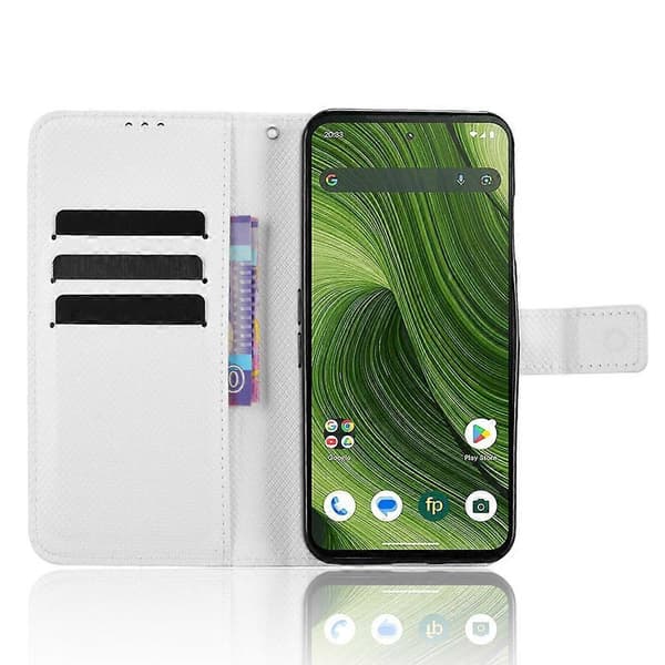 Telefonfodral i läder med diamantstruktur för Fairphone 6 White