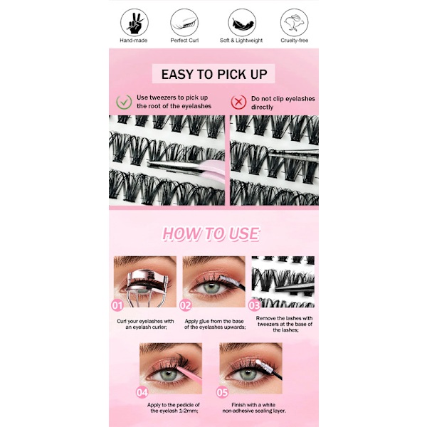 DIY Individual Eyelashes （30D+40D+50D+60D+80D+100D）