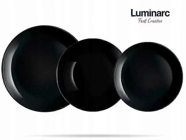Stel Diwal Luminarc 24 dele sorte tallerkener black