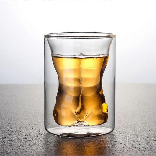 Ølglass med dobbeltlags kroppsformet design, stor kapasitet, nyhetskrus for fest og bar