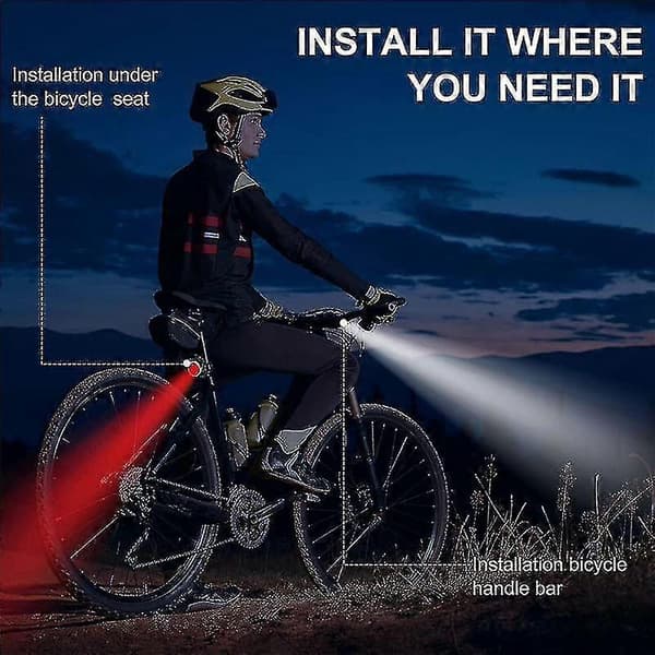 4-pack USB-uppladdbart cykelbelysningssats Fram och Bak LED Cykellampa
