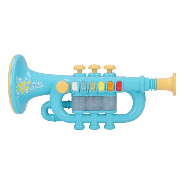 [2F]Blå hornleksak simuleringsdesign Dynamisk ljuseffekt Musikinstrument Strängleksak Present för över 3 år