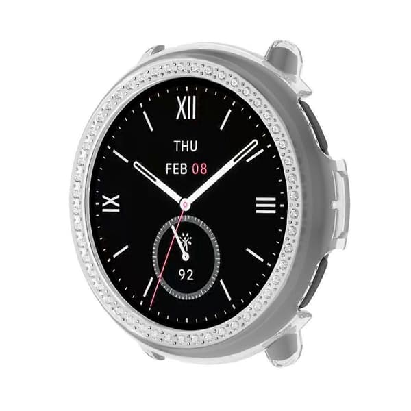 Timanttinen puolipeittävä PC-kellon suojakotelo Amazfit Active 2:lle Transparent