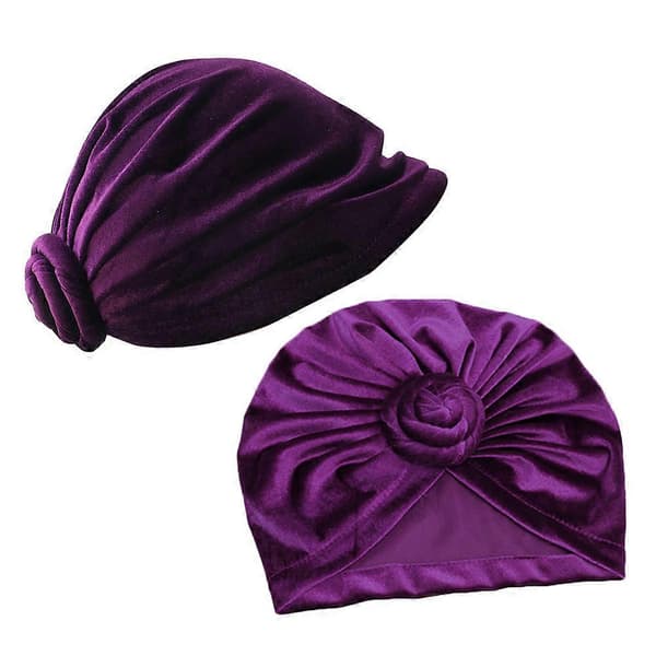 2 stk lilla turbanhatter for kvinner, stilig vri blomsterhodeplagg