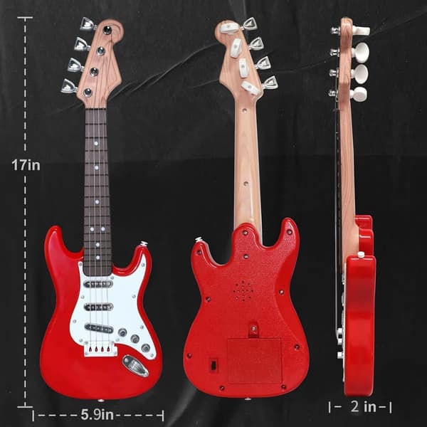 [2F]17-tums gitarrleksak för barn, 4-strängad elektrisk gitarr musikinstrument för barn, bärbar elektronisk instrumentleksak