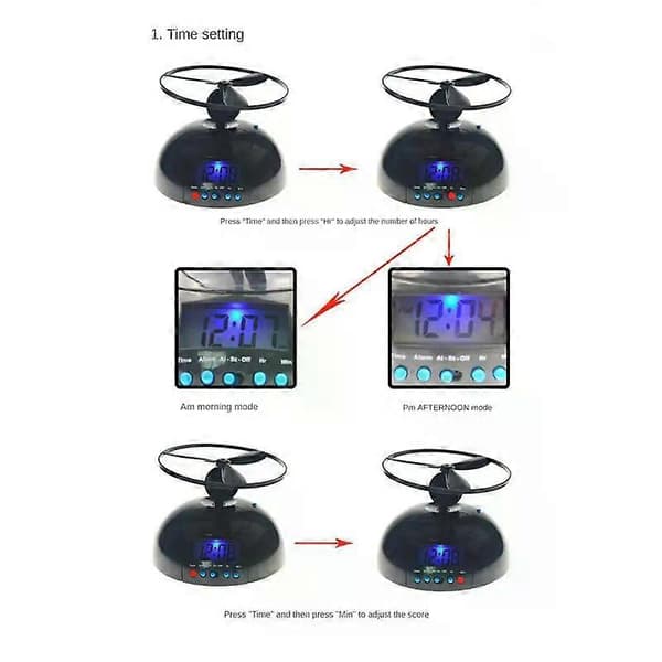 【2F】Flygande väckarklocka Nyhet Digital LED-väckarklocka Gadget Helikopterhackande propellerklocka Kreativ present för att väcka tunga sovare