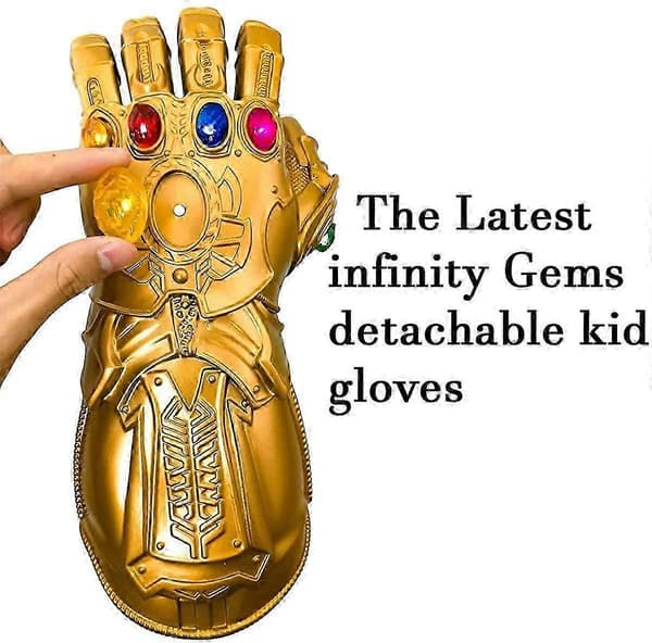 Ny Infinity Gauntlet for barn, Thanos-hanske LED med avtakbar M
