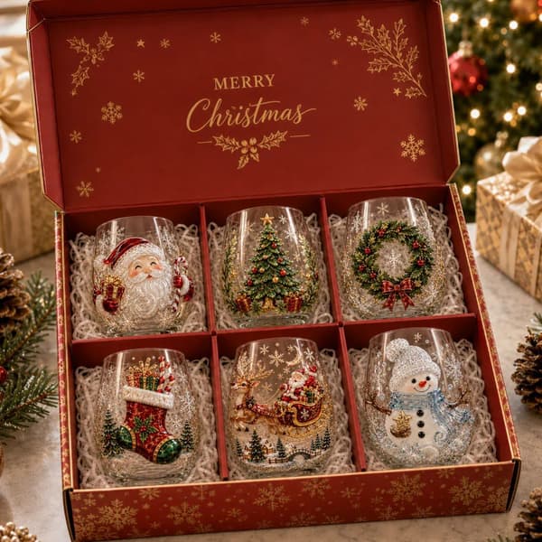 Julevinglas, festlige stilkglas, festdrikke *Seksdelt sæt* Six-piece set