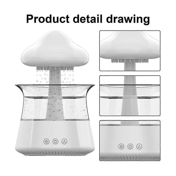 [2F]Skyfukter, eterisk oljediffuser med 7 farger LED-lys, nanodiffuser og luftfukter