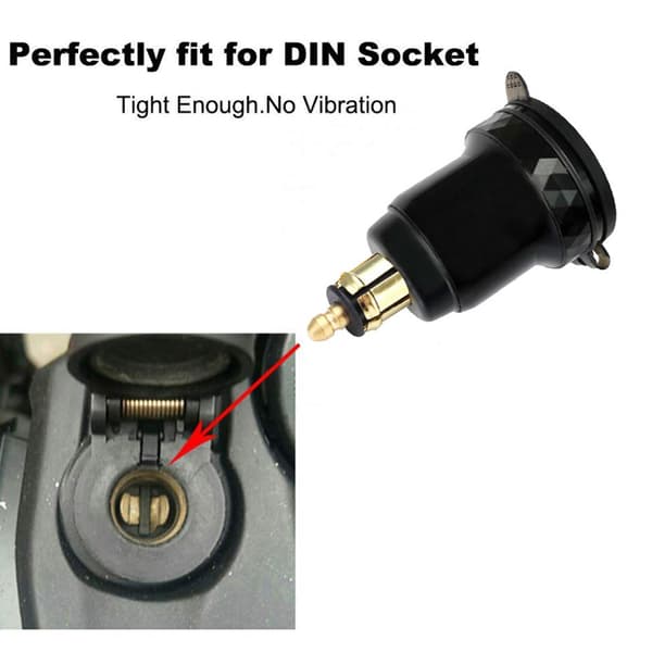 [2F] Motorsykkel Aluminium DIN Hella Plugg Dobbel USB Hurtigladeradapter A1