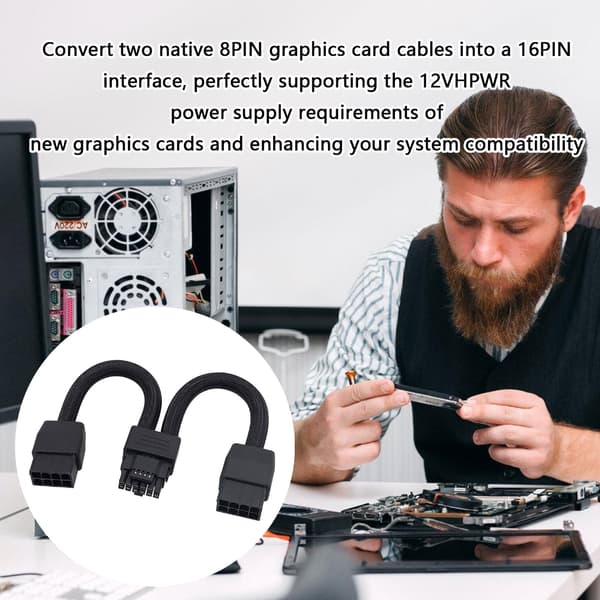 [2F]2x8PIN til 16PIN GPU-forlængerkabelstik til 3090Ti 4070Ti 4080 4090