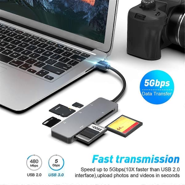 [2F]5 i 1 Multi Minneskortläsare OTG-adapter Stöder SD/TF/MS//XD-kortläsare för dator PC Laptop