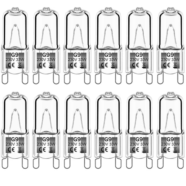 [2F]12-pack G9 Halogenlampor 33W 230V 2800K Varmvit 380lm, Klar Kapsel Dim...