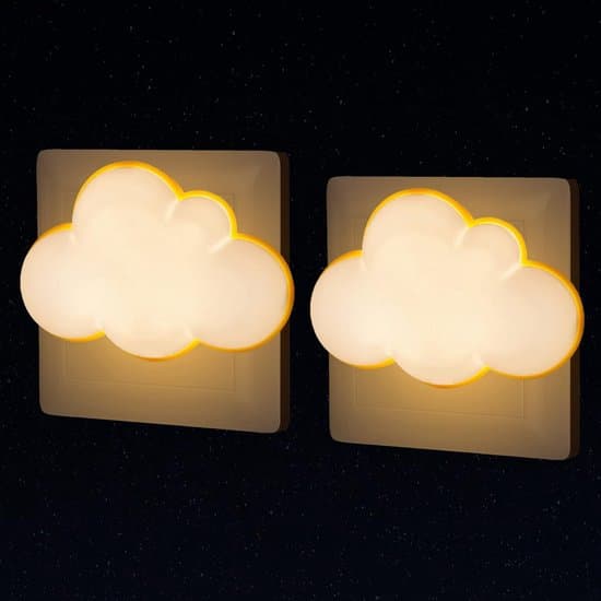 Molnformad plug-in LED-vägglampa med skymningssensor för automatisk belysning; lämplig för sovrum och sänglampor för barn.