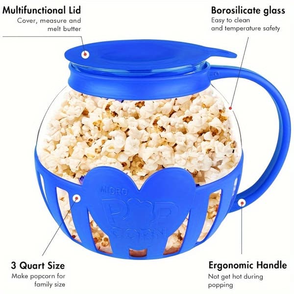 Mikroaaltopopcornkone 2,04 litran borosilikaattilasikulho 2.04 Quart—dt 2.04 Quart Red