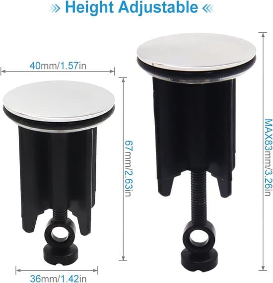 Diskbänksstopp - Diskbänksplugg - Justerbar höjd diskbänksstopp - 2 stycken - 40 mm