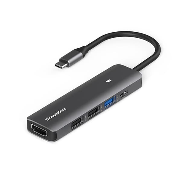 Blueendless Type-C HUB Dockingstasjon USB3.0 2.0 HDMI-kompatibel PD100W SD TF 5 in one