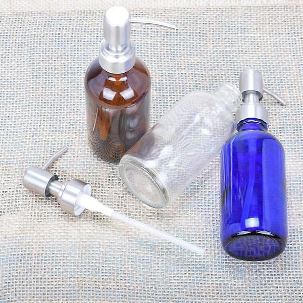 Blå lotionbeholder glasspumpeflaske for oppbevaring av lotion 2 stk