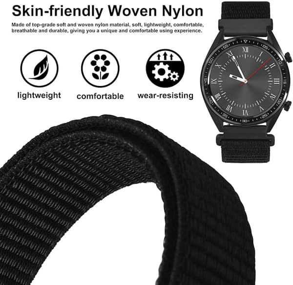 Sort - Universal justerbar 22mm nylonrem, quick release, unisex erstatningsrem, rembredde
