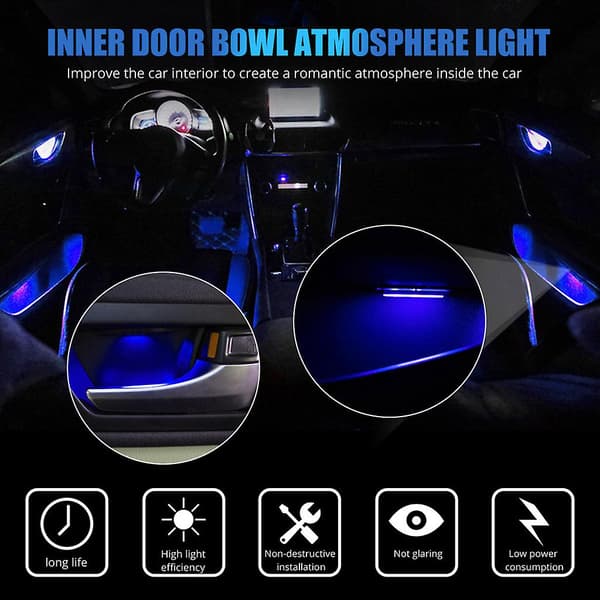 4 stk Mini Lys LED Modellering Bil Omgivelseslys Neon Interiørlys Dekorasjon White